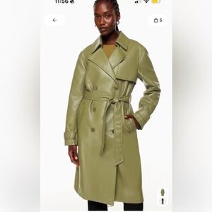 Babaton Sage Green Double-Breasted Trench Coat